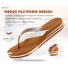 KuaiLu Women’s Arch Support Platform Flip Flop Sandals(White Khaki（choose a Smaller Size）)