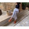 KuaiLu Womens Dressy Sandals Lightweight Cushion Slides with Arch Support(Orange)