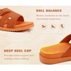 KuaiLu Womens Dressy Sandals Lightweight Cushion Slides with Arch Support(Orange)