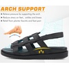 KuaiLu Womens Fashion Orthopedic Walking Sandals for Women 2025 Arch Support Sandles Comfort Plantar Fasciitis Recovery Cushion Summer Travel Outdoor Hiking Open Toe Water Shoes(Black)