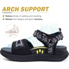 KuaiLu Womens Orthopedic Recovery Walking Arch Support Sandals Cushion Foam(Black)