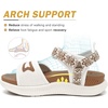 KuaiLu Womens Orthopedic Recovery Walking Arch Support Sandals Cushion Foam(White Khaki)