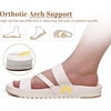 KuaiLu Womens Orthopedic Sandals With Comfortable Arch Support Cushion Yoga Mat Slides Fashion Summer Beach Flat Sandles Adjustable Open Toe Travel Outdoor Plantar Fasciitis Flip Flops US Size 5-11(Bride White)
