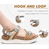 KuaiLu Womens Orthopedic Walking Sandals with Arch Support Recovery Cushion(Beige)