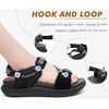KuaiLu Womens Orthopedic Walking Sandals with Arch Support Recovery Cushion(Black)
