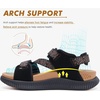 KuaiLu Womens Orthopedic Walking Sandals with Arch Support Recovery Cushion(Black Khaki)