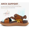 KuaiLu Womens Orthopedic Walking Sandals with Arch Support Recovery Cushion(Brown Khaki)