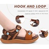KuaiLu Womens Orthopedic Walking Sandals with Arch Support Recovery Cushion(Brown Khaki)