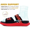 KuaiLu Womens Orthotic Adjustable Strap Slides Arch Support Slip On Sandals(Black/Red)