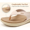 KuaiLu Women’s Orthotic Arch Support Flip Flop Sandals(Beige White)