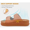 KuaiLu Womens Sandals with Arch Support Comfortable Orthopedic Cushion Recovery Slides Summer Fashion Leather Double Buckle Casual Slip On Plantar Fasciitis Shoes for Indoor&Outdoor (US Size 6-12)(Khaki)