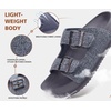 KuaiLu Womens Sandals with Arch Support Comfortable Orthopedic Cushion Recovery Slides Summer Fashion Leather Double Buckle Casual Slip On Plantar Fasciitis Shoes for Indoor&Outdoor (US Size 6-12)(Grey)