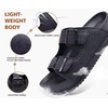 KuaiLu Womens Sandals with Arch Support Comfortable Orthopedic Cushion Recovery Slides Summer Fashion Leather Double Buckle Casual Slip On Plantar Fasciitis Shoes for Indoor&Outdoor (US Size 6-12)(Black)