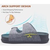 KuaiLu Womens Sandals with Arch Support Comfortable Orthopedic Cushion Recovery Slides Summer Fashion Leather Double Buckle Casual Slip On Plantar Fasciitis Shoes for Indoor&Outdoor (US Size 6-12)(Grey)