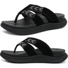 KuaiLu Flip Flops for Women Orthopedic Arch Support Summer Beach Vacation(Black)