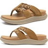 KuaiLu Flip Flops for Women Orthopedic Arch Support Summer Beach Vacation(Khaki)