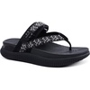 KuaiLu Womens Arch Support Flip Flops & Sandals Thick Athletic Cushion(Black)