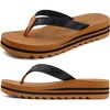 KuaiLu Women’s Arch Support Platform Flip Flop Sandals(Black Khaki（choose a Smaller Size）)