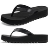 KuaiLu Women’s Arch Support Platform Flip Flop Sandals(Black（choose a Smaller Size）)