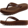 KuaiLu Women’s Arch Support Platform Flip Flop Sandals(Dark Brown（choose a Smaller Size）)