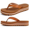 KuaiLu Women’s Arch Support Platform Flip Flop Sandals(Khaki（choose a Smaller Size）)