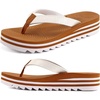 KuaiLu Women’s Arch Support Platform Flip Flop Sandals(White Khaki（choose a Smaller Size）)