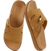 KuaiLu Womens Dressy Sandals Lightweight Cushion Slides with Arch Support(Khaki)