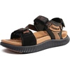 KuaiLu Womens Orthopedic Walking Sandals with Arch Support Recovery Cushion(Black Khaki)