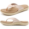 KuaiLu Women’s Orthotic Arch Support Flip Flop Sandals(Beige White)