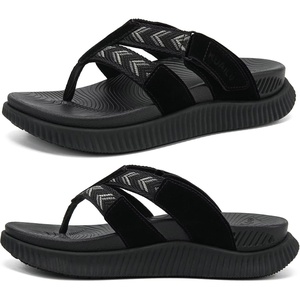 KuaiLu Flip Flops for Women Orthopedic Arch Support Summer Beach Vacation(Black)