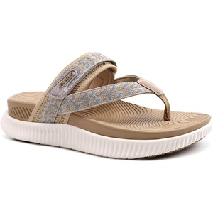 KuaiLu Womens Arch Support Flip Flops & Sandals Thick Athletic Cushion(Beige)
