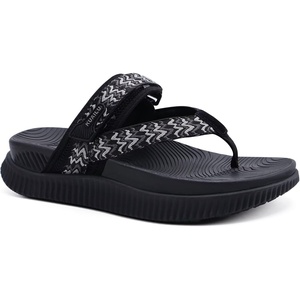 KuaiLu Womens Arch Support Flip Flops & Sandals Thick Athletic Cushion(Black)