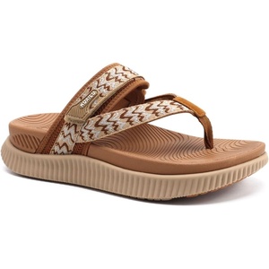 KuaiLu Womens Arch Support Flip Flops & Sandals Thick Athletic Cushion(Khaki)