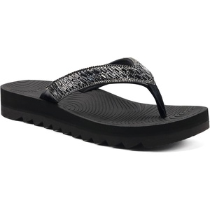 KuaiLu Women’s Arch Support Orthotic Flip Flop Sandals(Black)