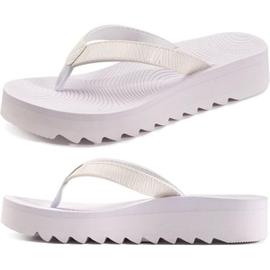 KuaiLu Women’s Arch Support Platform Flip Flop Sandals(All White（choose a Smaller Size）)