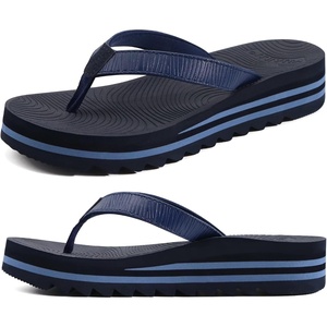 KuaiLu Women’s Arch Support Platform Flip Flop Sandals(Dark Blue（choose a Smaller Size）)