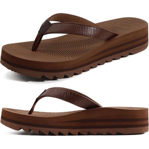 KuaiLu Women’s Arch Support Platform Flip Flop Sandals(Dark Brown（choose a Smaller Size）)
