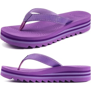 KuaiLu Women’s Arch Support Platform Flip Flop Sandals(Purple（choose a Smaller Size）)