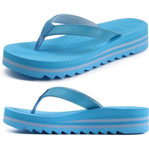 KuaiLu Women’s Arch Support Platform Flip Flop Sandals(Sky Blue（choose a Smaller Size）)