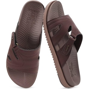 KuaiLu Womens Dressy Sandals Lightweight Cushion Slides with Arch Support(Brown)