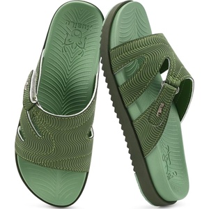 KuaiLu Womens Dressy Sandals Lightweight Cushion Slides with Arch Support(Green)