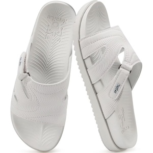 KuaiLu Womens Dressy Sandals Lightweight Cushion Slides with Arch Support(White)