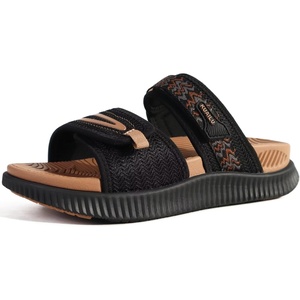 KuaiLu Womens Orthotic Adjustable Strap Slides Arch Support Slip On Sandals(Black Khaki)