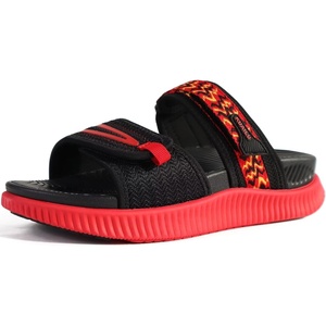 KuaiLu Womens Orthotic Adjustable Strap Slides Arch Support Slip On Sandals(Black/Red)