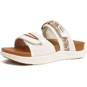 KuaiLu Womens Orthotic Adjustable Strap Slides Arch Support Slip On Sandals(White Khaki)