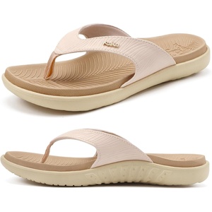 KuaiLu Women’s Orthotic Arch Support Flip Flop Sandals(Beige White)