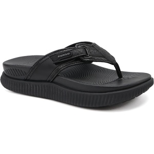 KuaiLu Womens Orthotic Cushion Flip Flops Sandals With Arch Support Footbed(Black)
