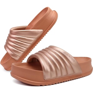 KuaiLu Womens Sandals with Arch Support Comfortable Orthopedic Slippers(Champagne Gold)