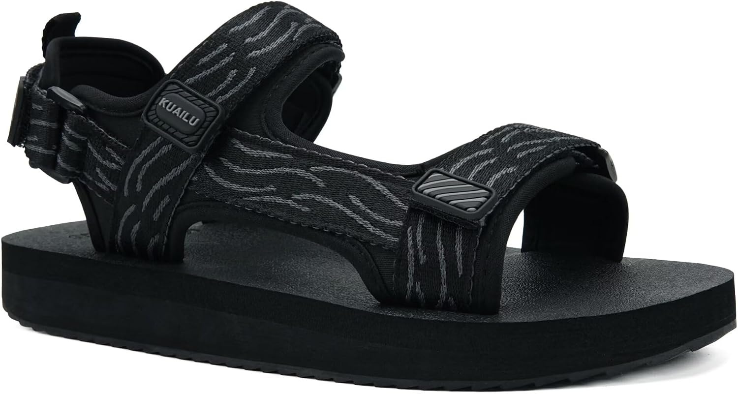 image:imageKuaiLu Mens Walking Sandals with Arch Support Adjustable amp LightweightBlack