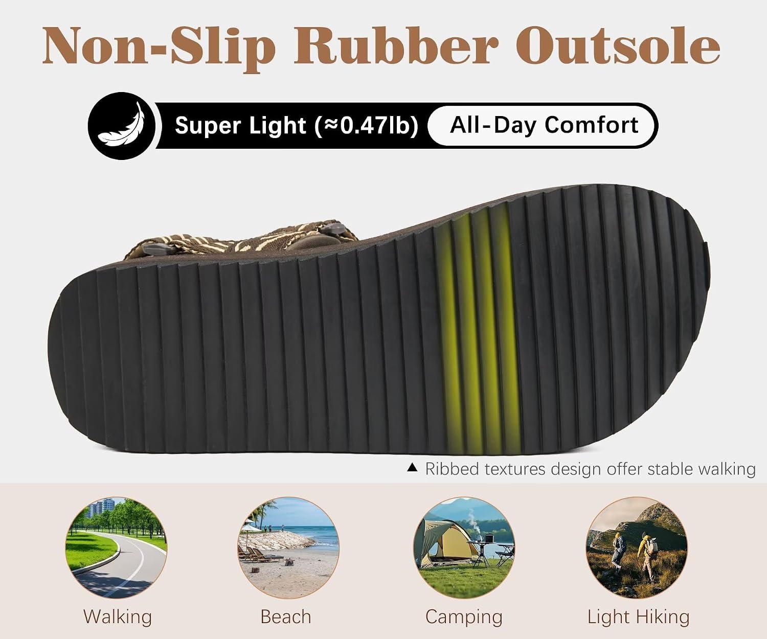 image:imageKuaiLu Mens Walking Sandals with Arch Support Adjustable amp LightweightCoffee Brown